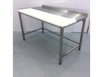 Nerezový stůl s krájecí deskou a zadním lemem 150x80x90