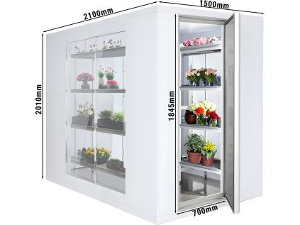 Chladiaci box - 1,5 x 2,1 m - výška: 2,01 m - 4,8 m3 - s 3 sklenenými stranami