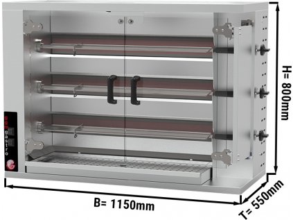 Plynový gril PREMIUM- 3 jehly pro 15 kuřat