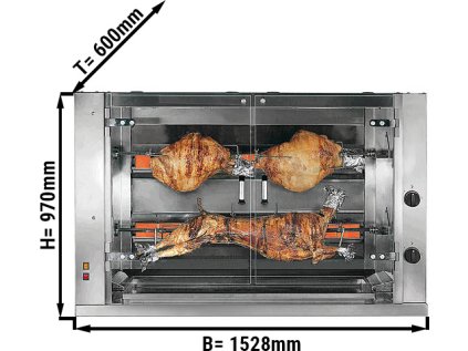 Plynový gril na jehněčí / selata se 2 rožni - 1528 x 600 x 970 mm
