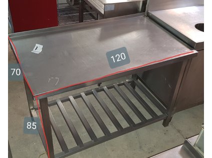 Nerezový stůl 120x70x85 se spodní polící a zadním lemem