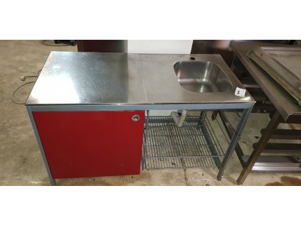 Nerezový stůl s dřezem 127x62x77