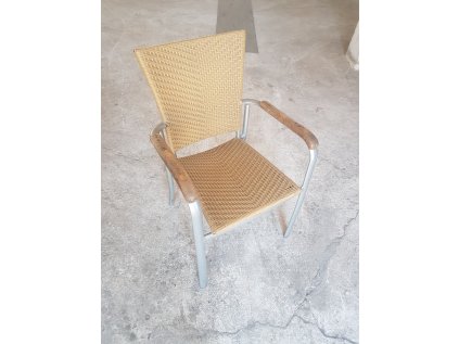 Ratanové židle světlé - dřevěná madla
