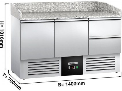 PREMIUM - chladiaci stôl na pizzu - 1,4 x 0,7 m - s 2 dvierkami a 2 zásuvkami 1/2