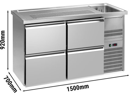 Pivní pult 1,5 x 0,7 m - se 4 zásuvkami 1/2 + 1/2