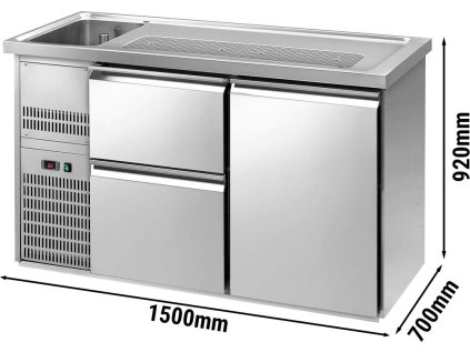 Pivní pult 1,5 x 0,7 m - 1 dveře se 2 zásuvkami 2/5 + 3/5