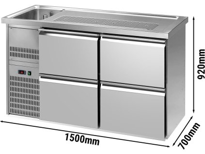 Pivní pult 1,5 x 0,7 m - se 4 zásuvkami 1/2 + 1/2