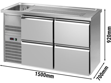 Výčepní pult1,5 x 0,7 m - se 4 šuplíky 1/2 + 1/2