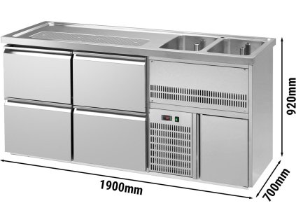 Výčepní pult 1,95 x 0,7 m - se 4 zásuvkami 1/2 + 1/2