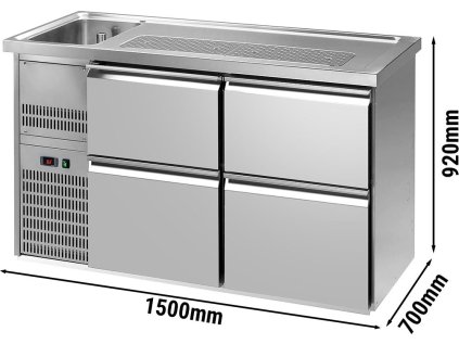 Pivní pult  - 1,5 x 0,7 m - se 4 zásuvkami 2/5 a 3/5