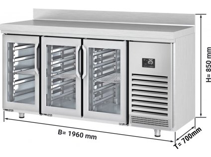 Chladicí stůl - se 3 skleněnými dveřmi