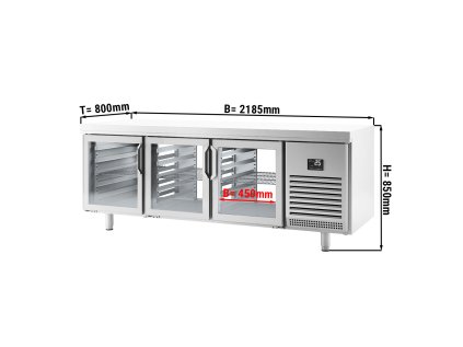 Chladící stůl - se skleněnými dveřmi na obou stranách