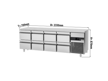 Chladicí stůl PREMIUM - 2,3 x 0,7 m - s 8 zásuvkami 1/2