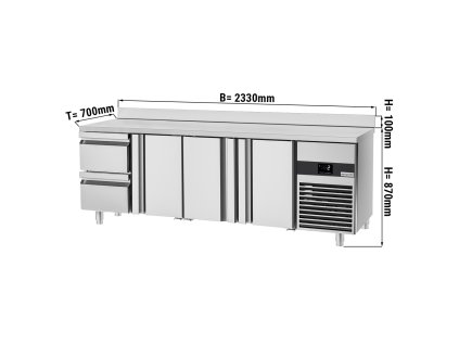 Chladicí pult PREMIUM - 2,3 x 0,7 m - se 3 dvířky a 2 zásuvkami 1/2