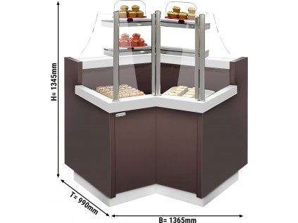 Rohová chladící vitrína 1,05 m / 0,99 m (vnitřní)
