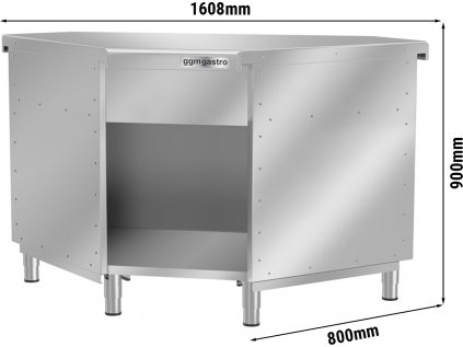 Rohová pracovná skrinka z nerezovej ocele 90° (vonkajšia)