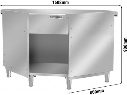 Rohová pracovní skříňka z nerezové oceli 90 ° (vnější)