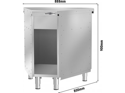 Rohová pracovní skříňka z nerezové oceli 45 ° (vnější)