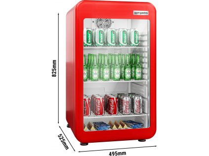 Minibarová chladnička - 1 presklené dvere, červená 113 litrov