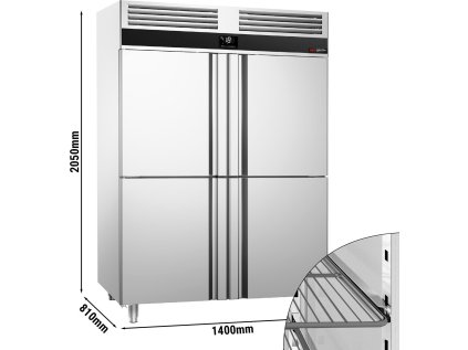 Mraznička - 1,4 x 0,81 m - 4 polovičné dvere z nerezovej ocele
