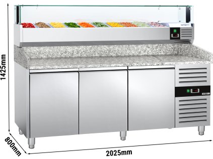 Chladiaci stôl na pizzu PREMIUM - 2,0 x 0,8 m - s 3 dverami