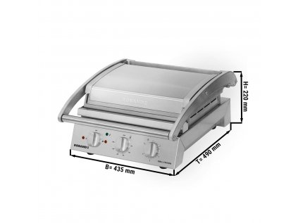 ROBAND | Kontaktní gril | Hamburger gril - 2,2 kW - nahoře drážkovaný & dole hladký - grilovací plocha: 375x275mm