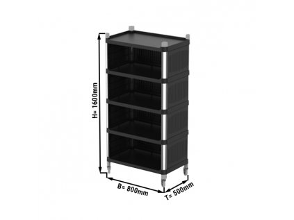 Regál plastový - boční panel s 5 policemi 800 x 500 x 1600 mm