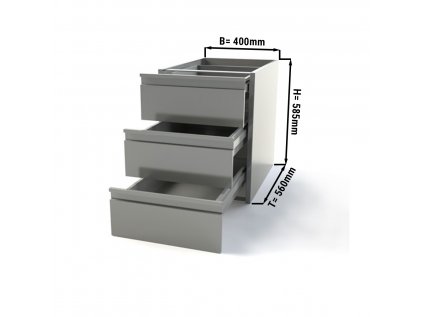 Zásuvkový stôl PREMIUM - 0,4 m - s 3 zásuvkami - modul pre pracovné stoly hlboký 600