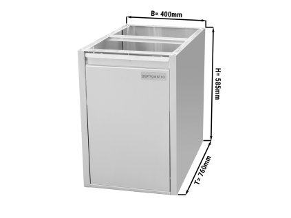 Odpadkový koš z nerezové oceli - 0,4 m - modul  pro pracovní stůl 800 hluboký