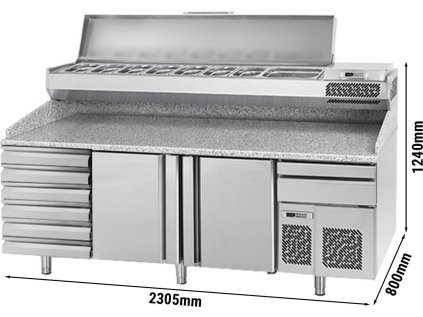 Chladicí stůl na pizzu (EN) - se 2 dveřmi a 6 neutrálními šuplíky