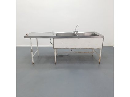 Nerezový dvoudřez 213x75x85 cm kovový rám
