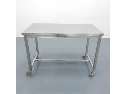 Nerezový stůl s kolečky 130x70x90 cm