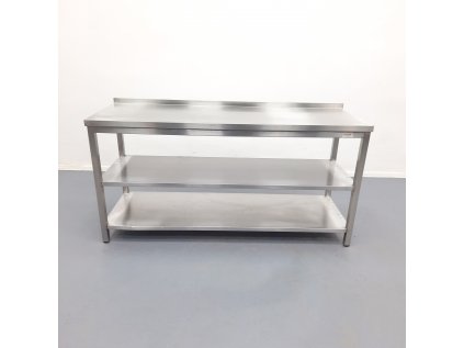 Nerezový stůl s lemem 2x police 180x60x90 cm