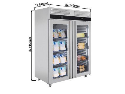Kombinácia chladničky a mrazničky - 1,4 x 0,81 m - 1400 litrov - 2 sklenené dvere