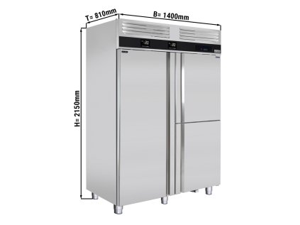 Kombinácia chladničky a mrazničky - 1,4 x 0,81 m - 1400 litrov - 3 dvere
