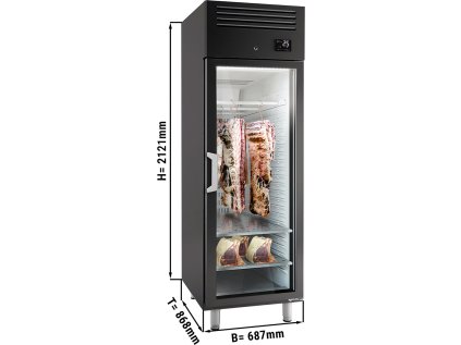 Chladnička na zrenie mäsa 0,68 m - s 1 sklenenými dvierkami - čierna