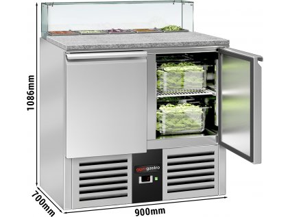 PREMIUM chladiaci stôl so saladetou - 0,9 x 0,7 m - s 2 dvierkami