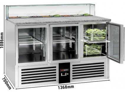 Saladeta PREMIUM - 1,36 x 0,7 m - se 3 prosklenými dvířky