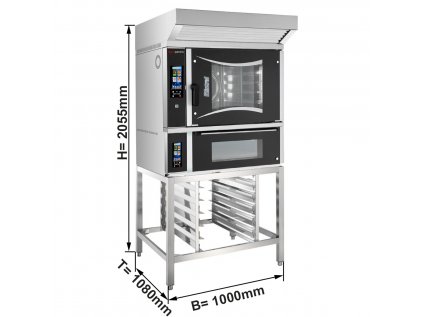Elektrická teplovzdušná pec - Touch - 6x EN 60x40 - vrátane pece na pizzu, digestor, podstavba