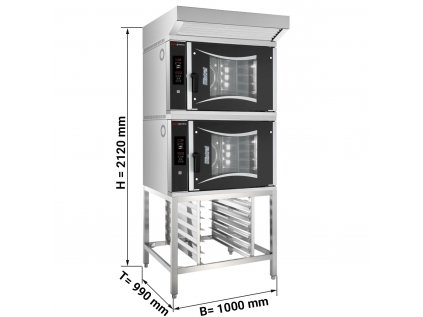 2x pekařská plynová horkovzdušná pec- digitální - 6x EN 60x40 - vč. digestoře, podestavby.