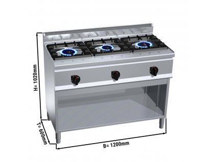 Plynový sporák se 3 hořáky (31 kW) se zapalovacím plamenem