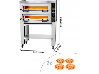 Elektrická pec na pizzu - 4+4 Ø 34 cm - vrátane digestora, podstavby a sady koliesok