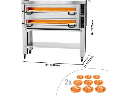 Elektrická pec na pizzu - 9+9 Ø 34 cm - vrátane digestora, podstavby a sady koliesok