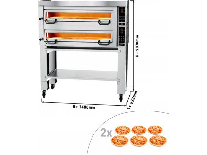 Elektrická pec na pizzu - 6+6 Ø 34 cm - vrátane digestora, podstavby a sady koliesok