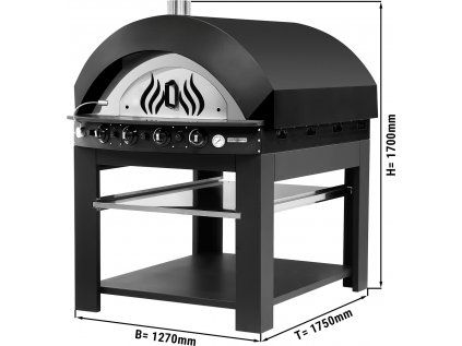 Plynová pec na pizzu - černá - s podestavbou