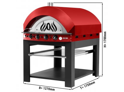 Plynová pec na pizzu - červená - s podstavbou