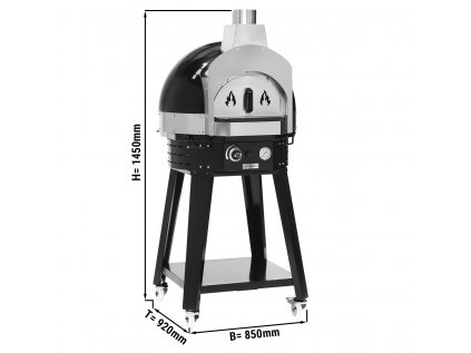 Plynová pec na pizzu černá - včetně podestavby- výška: 0,83m