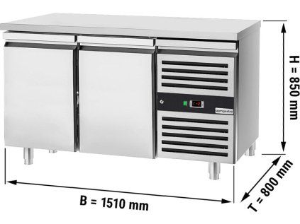 Pekársky chladiaci stôl PREMIUM - 1,5 x 0,8 m - s 2 dverami