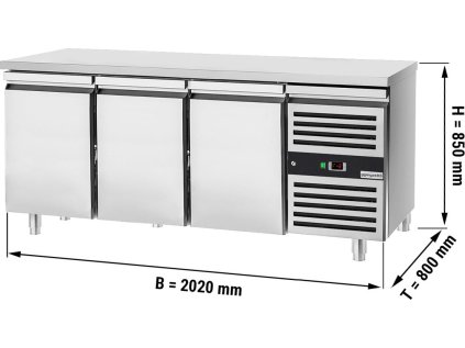 Pekařský chladící stůl PREMIUM - 2,0 x 0,8 m - se 3 dveřmi