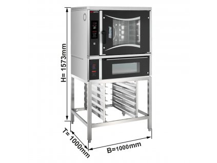 Pekařská plynová horkovzdušná pec- digitální - 6x EN 60x40 - včetně pece na pizzu, podestavby